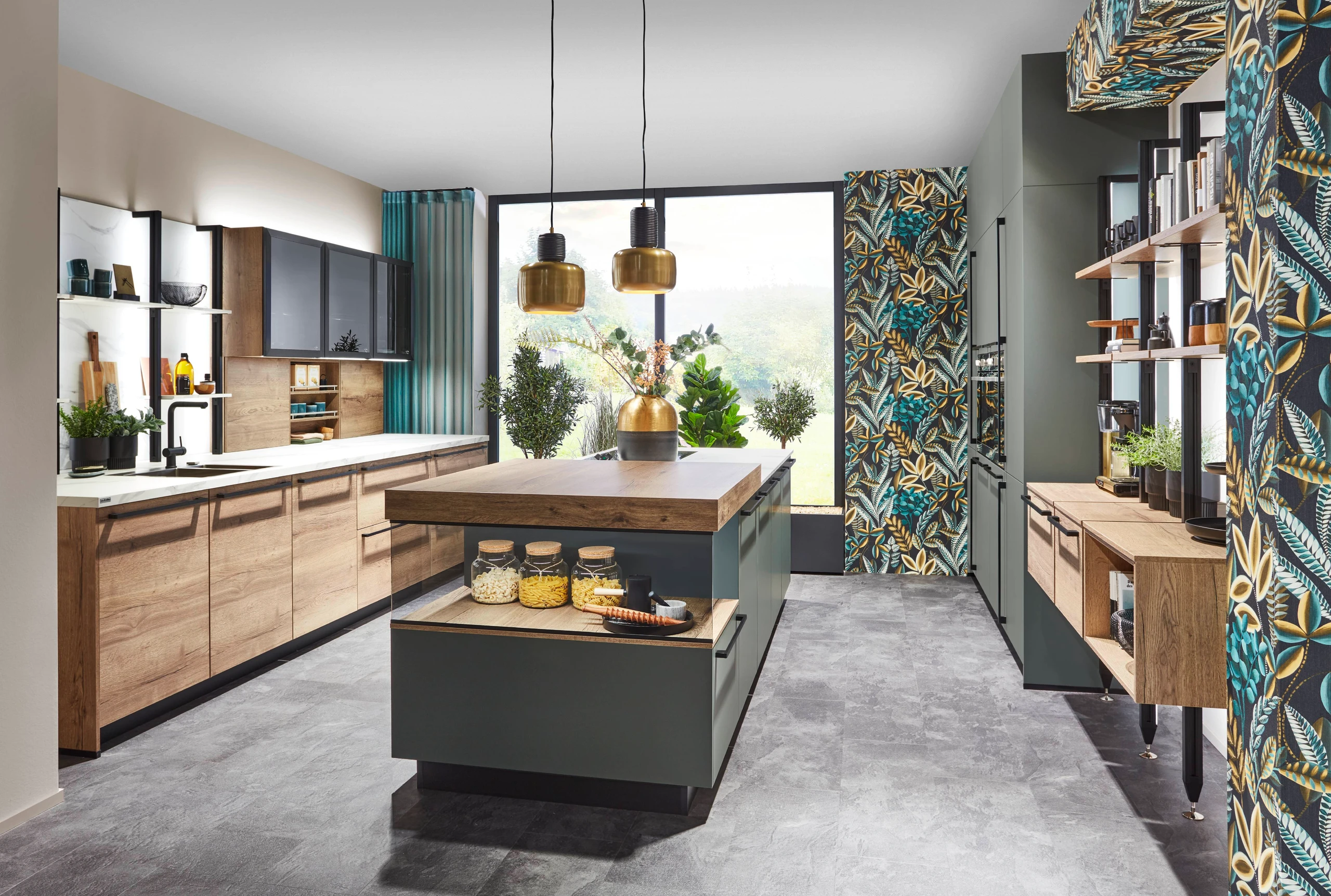 منظر ثانوي لمجموعة مطابخ تشانس مع لمسة نهائية من الخشب الطبيعي